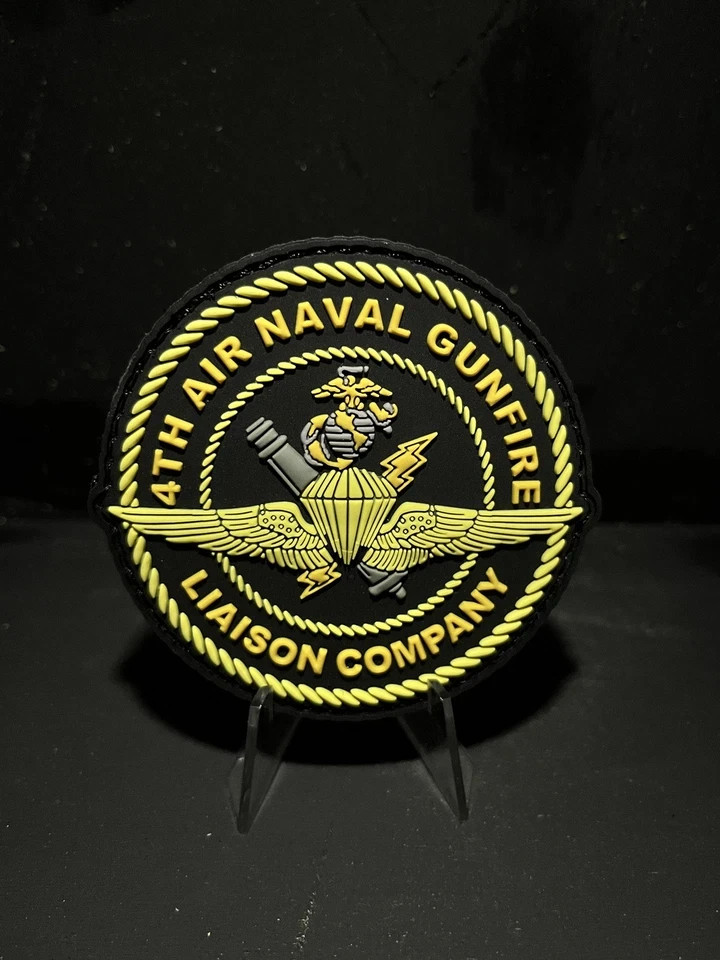 4th ANGLICO PVC Patch Black Gold | Hook & Loop Morale Patch | USMC