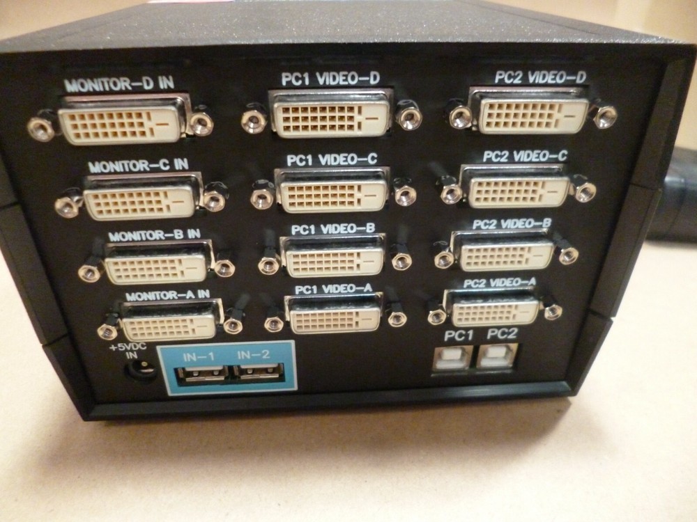Vetra USB-802-IN2D4-DE 2 port USB DVI quad-head KVM switch W/ front panel