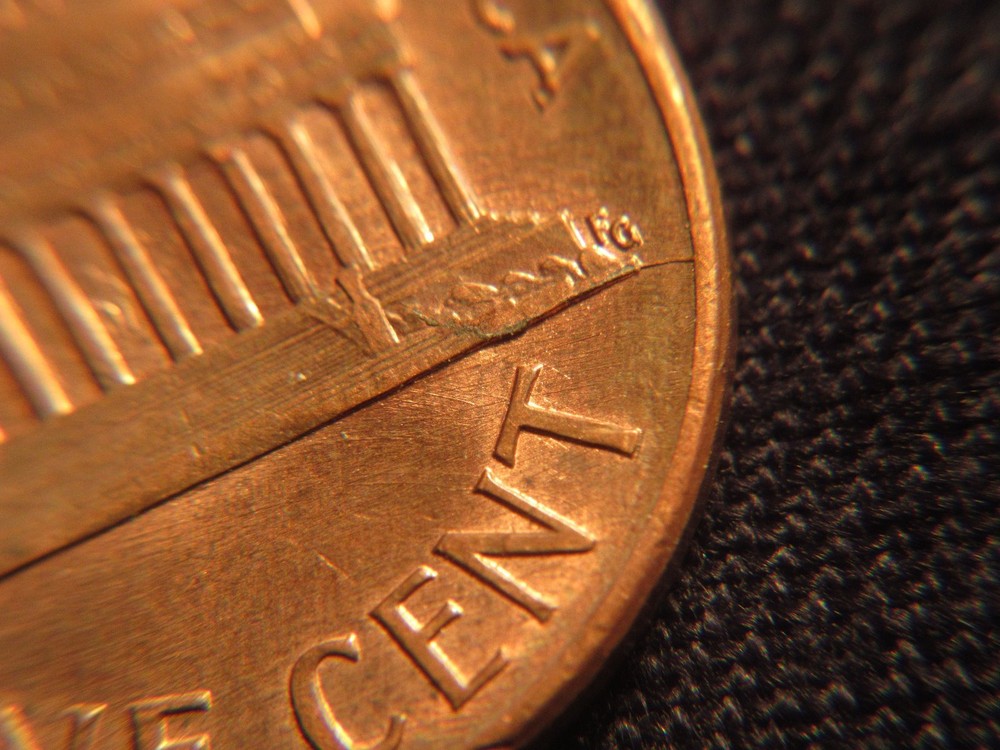 1989 P Lincoln Penny with Reverse Die Crack Error