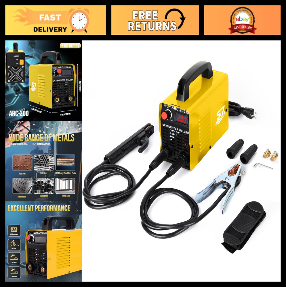 200Amp 110V Welding Machine for Beginners, LCD Display, Rod Equipment & Tools