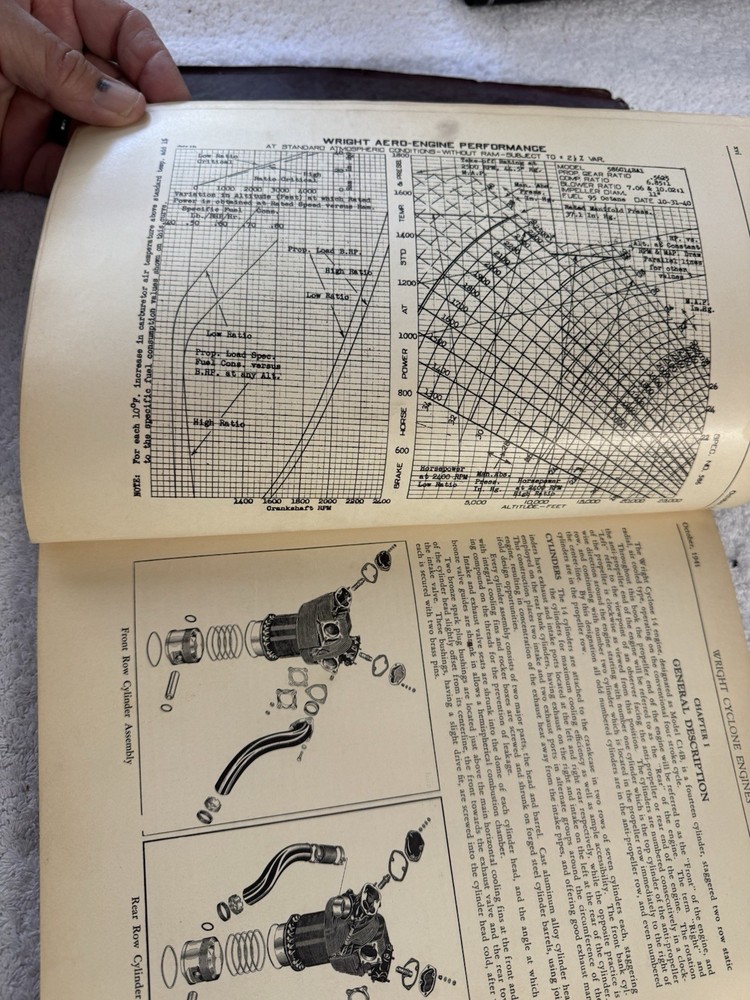 Wright Cyclone 14 Aircraft Engine Reference Book Diagrams Instructions 1940