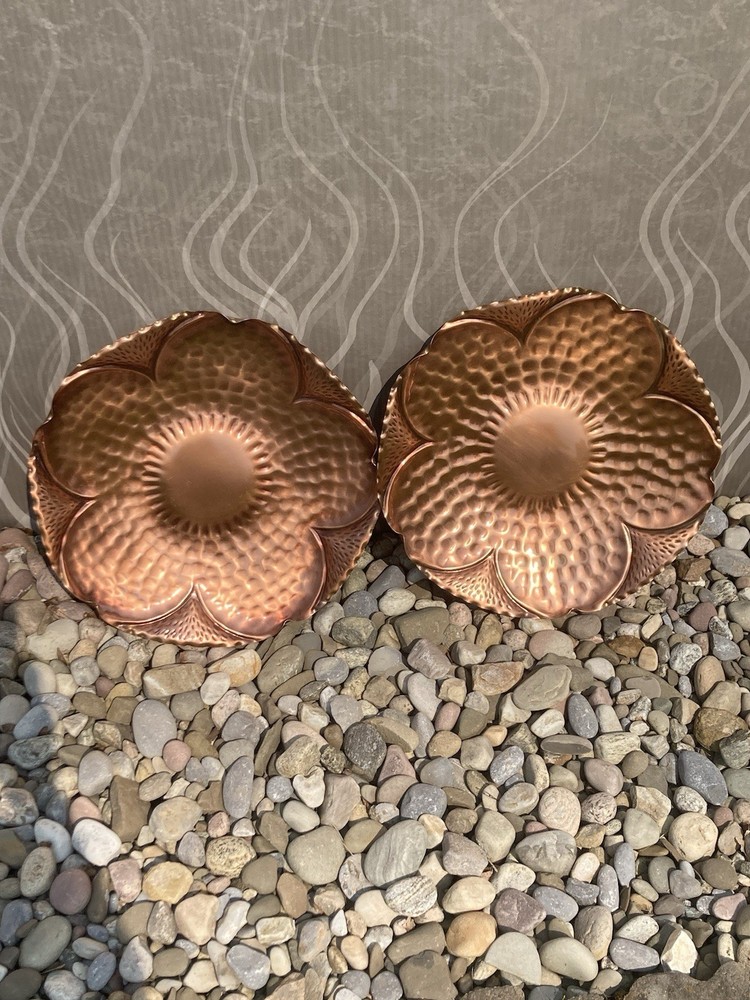 (2) Vintage 15.25in Gregorian Solid Copper Wall Hangers Set