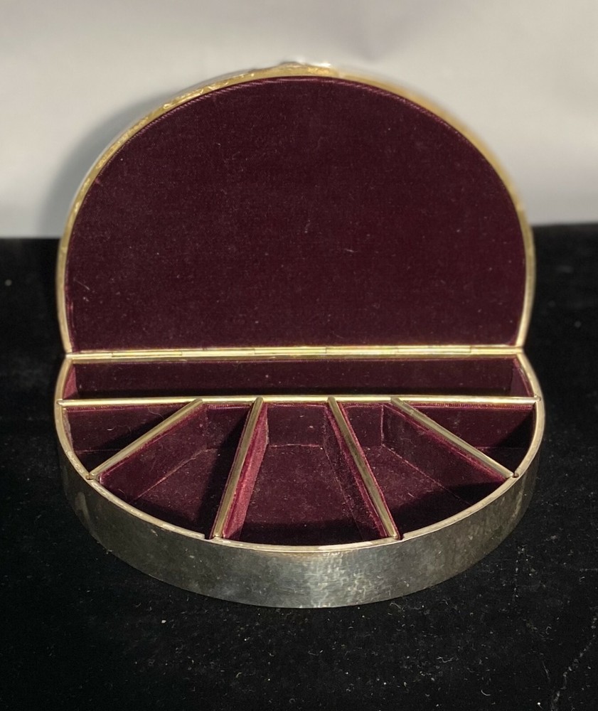 Gorham Hand Hammered Sterling Silver Jewelry Box in Crescent Shape