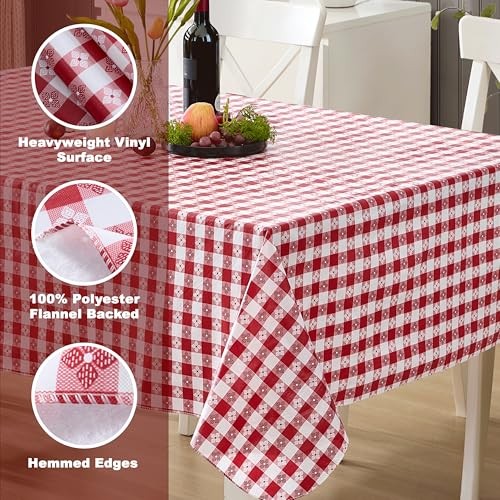 60 x 84 Inch Rectangle Vinyl Tablecloth with 84" x 60" (Rectangular) Red