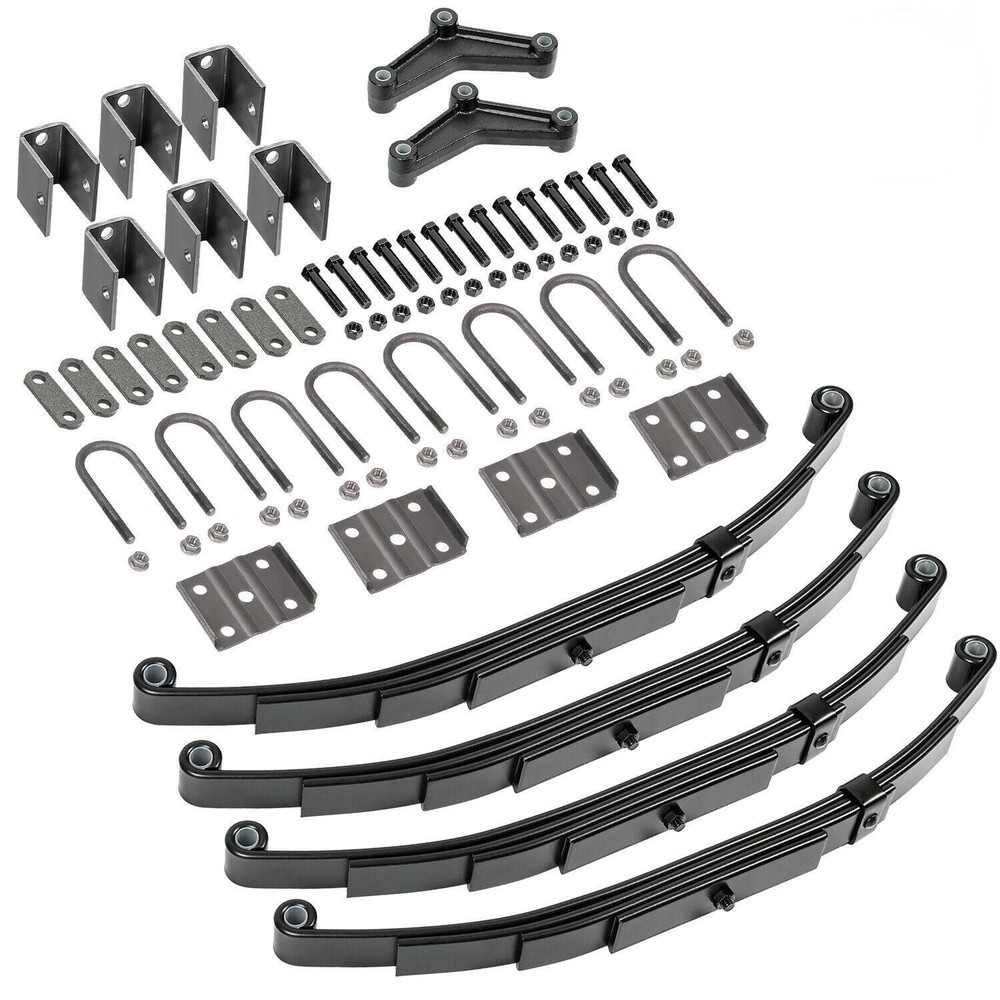 Tandem Trailer Axle Suspension Kit 4 Leaf Springs U-bolt & Hanger Kit 3500lbs