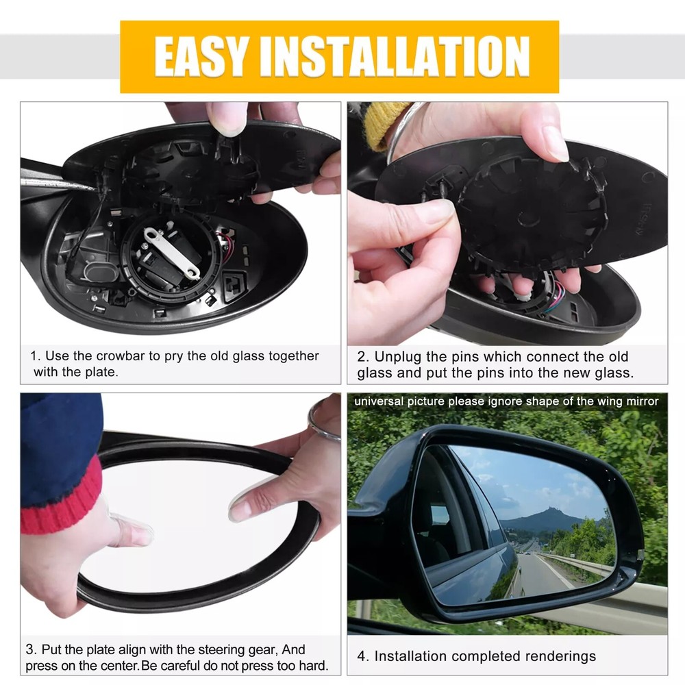 Mirror Glass For 2011-2023 Dodge Durango Heated Flat Left Side w/ Backing Plate