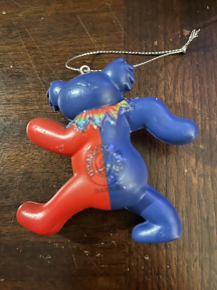 GRATEFUL DEAD DANCING BEAR ORNAMENT 3" RED AND BLUE BEAR