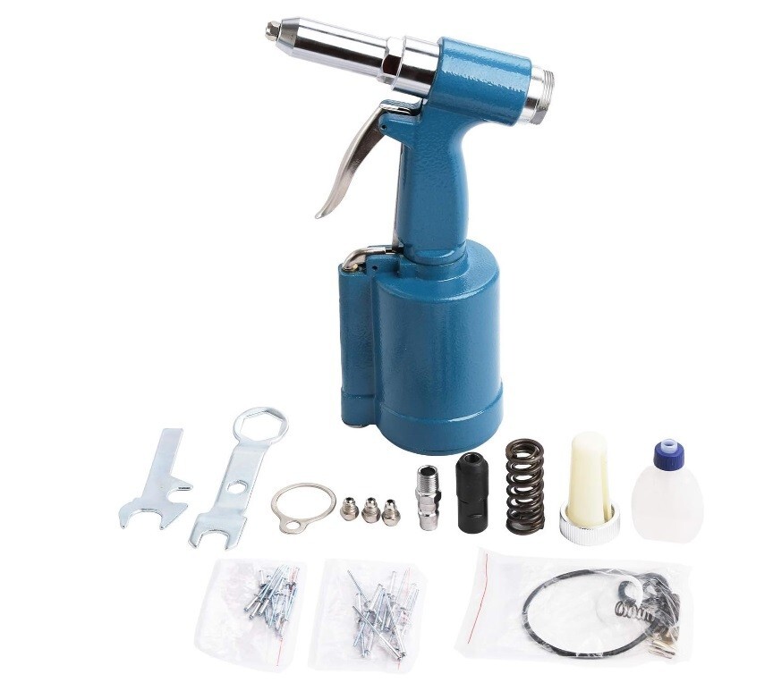 Pneumatic Air Hydraulic Pop Rivet Gun Riveter Riveting Tool w/Case
