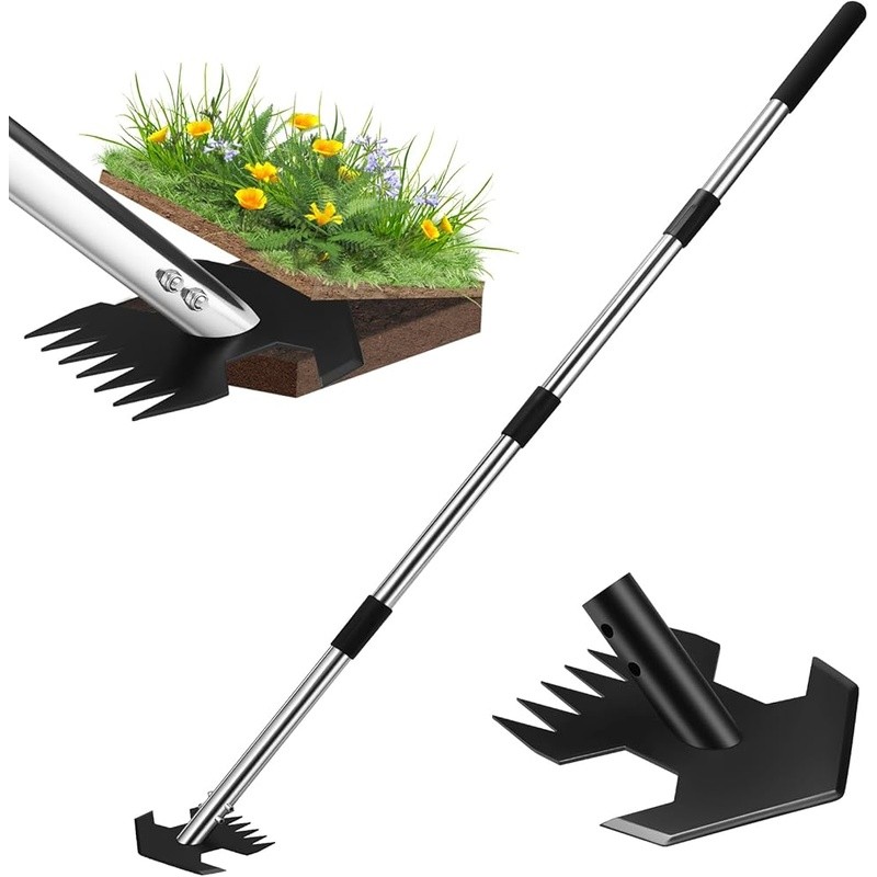 Stand-up One-hand Hoe Weeder Tool Adjustable Handle Durable Garden Tool New