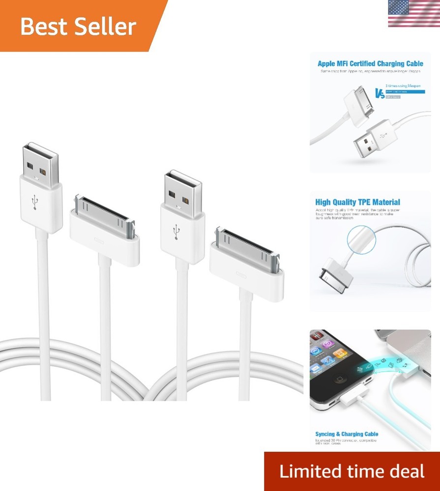 Apple 30-pin USB Charging Cable 2 Pcs