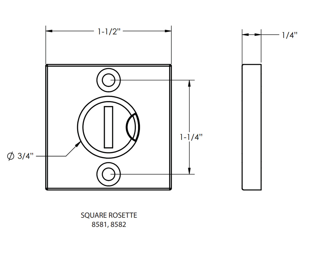 Emtek 8583US19RECUS4 Square Double Rosette Privacy Bolt w/ Indicator SATIN BRASS