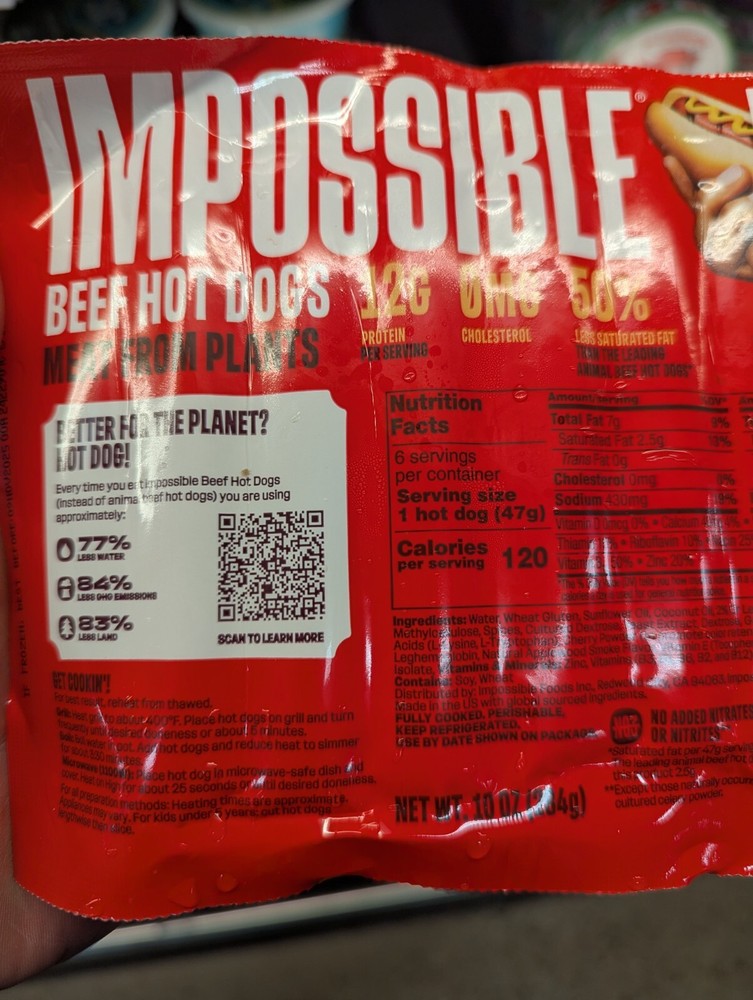 Impossible Beef Hot Dogs 10 Oz (6 Pack)