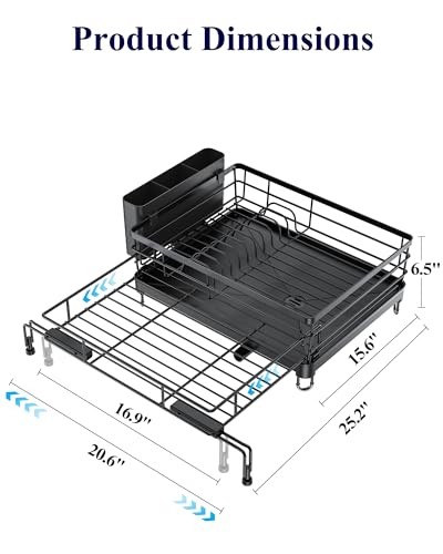 Extendable Dish Drying Rack - Rust-Resistant Dish Racks for Kitchen Counter