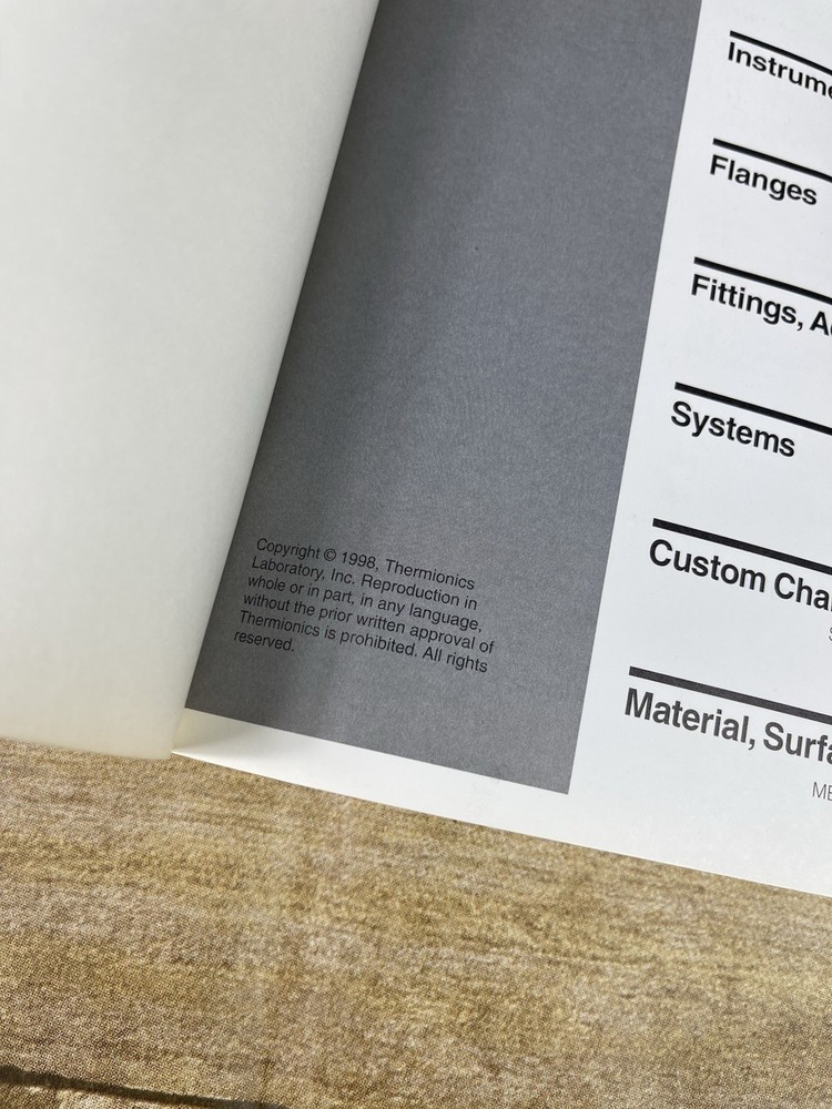 Thermionics 2001 Vacuum Components and Systems Catalog