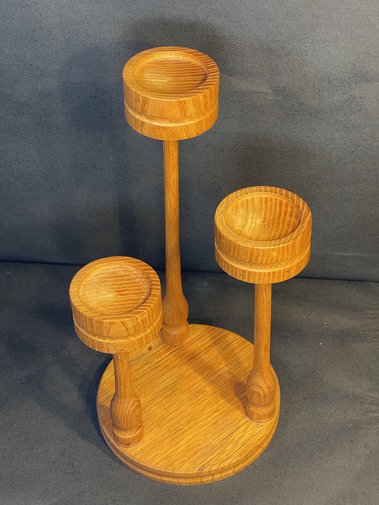 MCM Oak CANDELABRA Hand-made Signed 1979