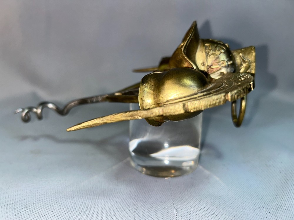 Antique Brass Three Gladiator-style Helmets Corkscrew made Italy