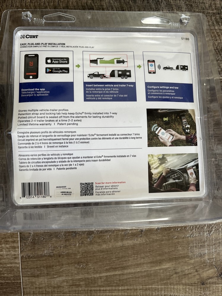 CURT 51180 Echo Mobile Electric Trailer Brake Controller with Bluetooth-Enabled