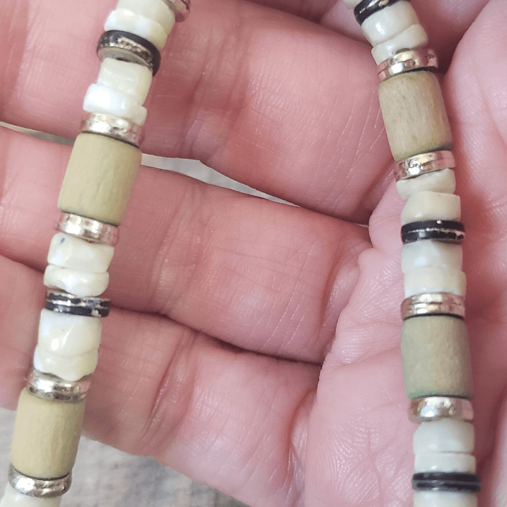 BEADED Wood & Stone Beach-Style Necklace
