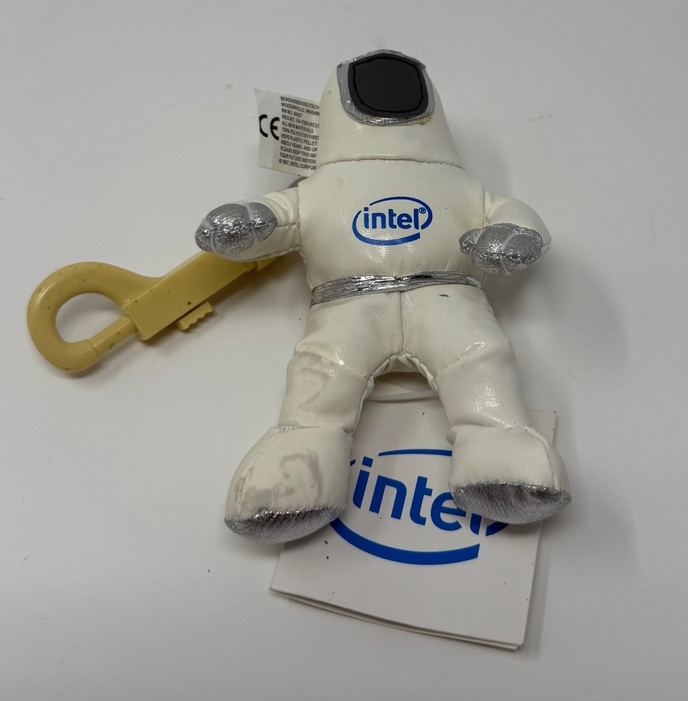 With Tags - Intel White Spaceman / Bunny People Plush Keychain