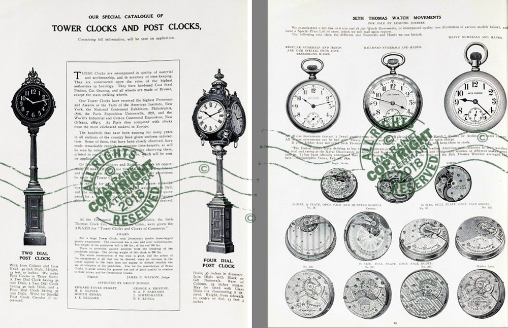 Seth Thomas Clock Co 1907 CATALOG Antique Time Pieces 100s Samples mantel + more