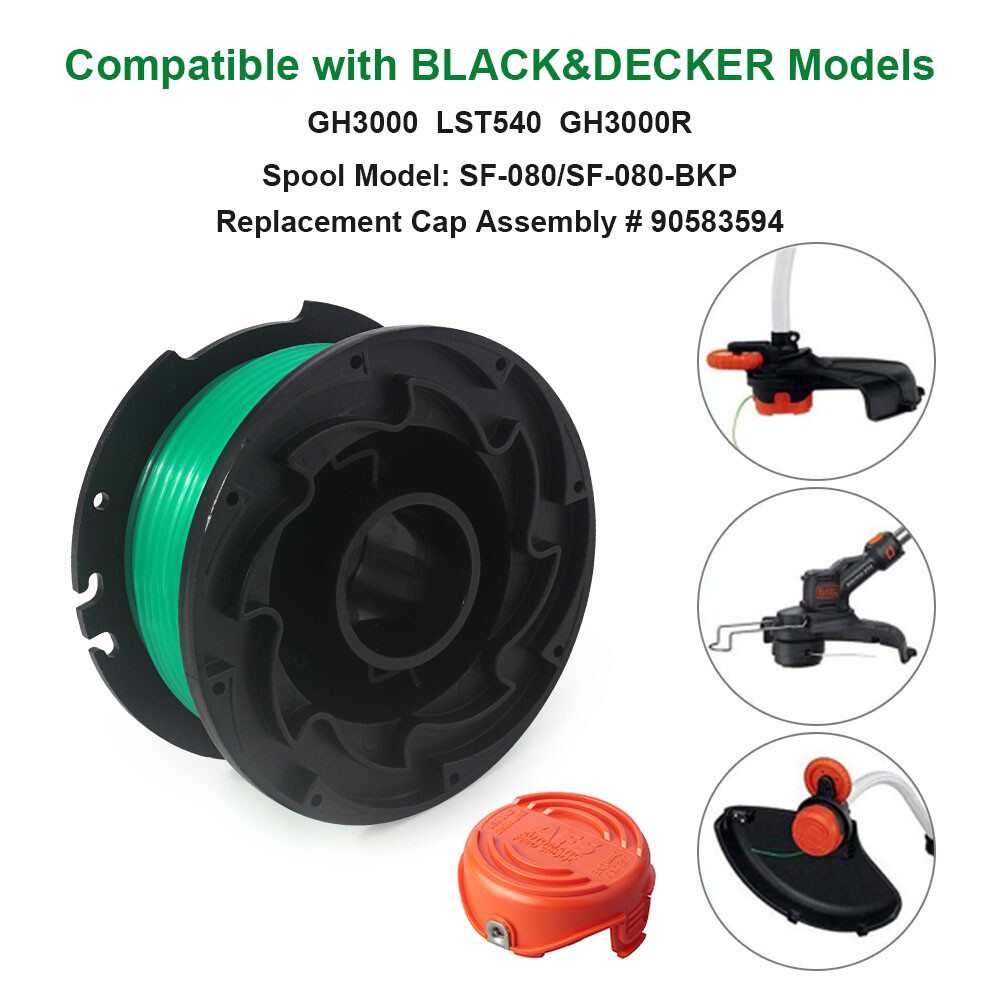 9 Pack SF-080 Auto Feed String Trimmer Spool Line Replacement for Black & Decker