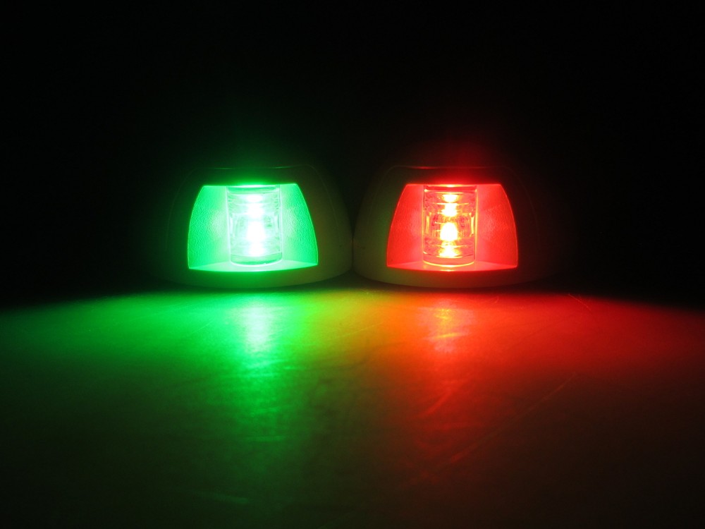 MARINE BOAT GREEN STARBOARD RED PORTSIDE LED NAVIGATION LIGHT HORIZONTAL MOUNT