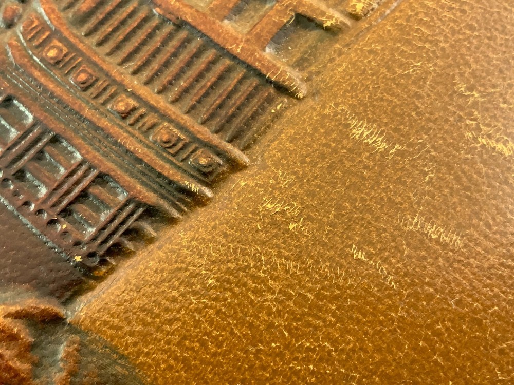 1970s Vintage Leather Document Holder With Sailing Ship BB220
