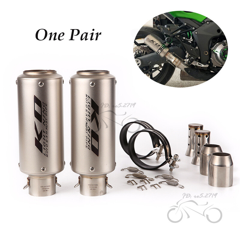 51mm Motorcycle Exhaust Tips Pair Universal Muffler Tail Pipe Left/Right System