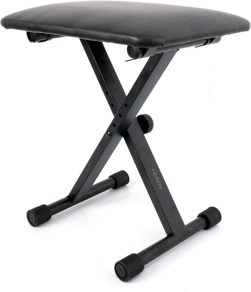 Keyboard Bench X-Style Height Adjustable Padded Cushion Foldable Stool Portable