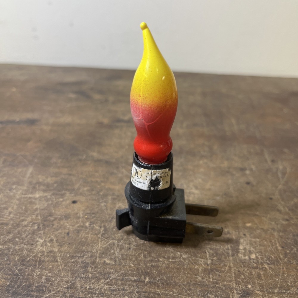 Vintage Flame Night Light Red Yellow - Working!
