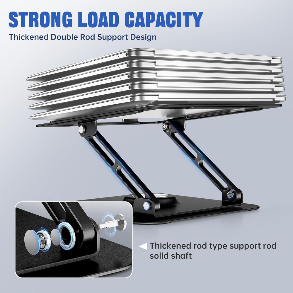 Laptop Stand for Desk, Adjustable Computer Stand with 360° Rotating Base, Ergono