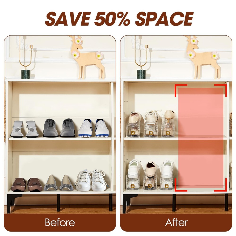 MOVDEET 20 Pack Shoe Slots Organizer,Adjustable Stackers 20 PACK, Clear