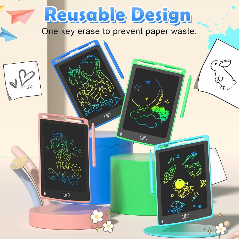 4-Pack 8.5-Inch LCD Writing Tablets for Kids - Educational Doodle Boards