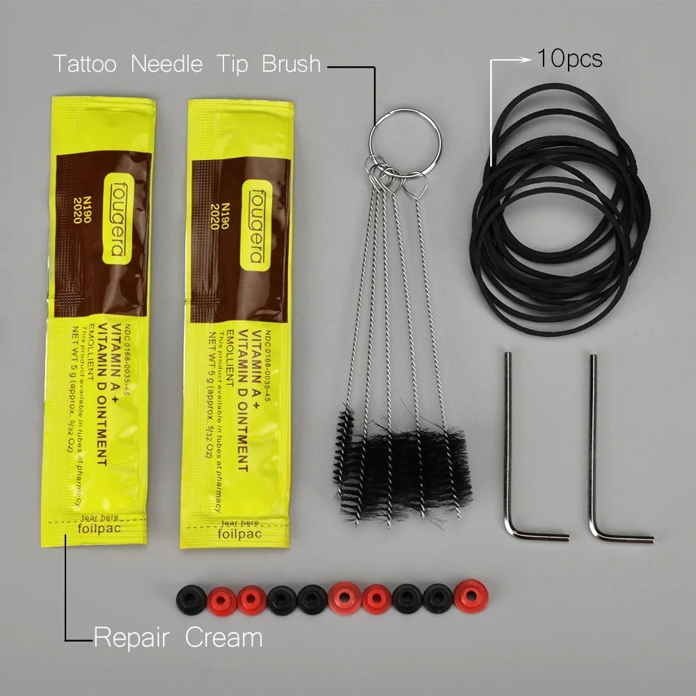 Complete Rotary Tattoo Machine Kit Shader Liner Assorted Set PowerSupply Needle
