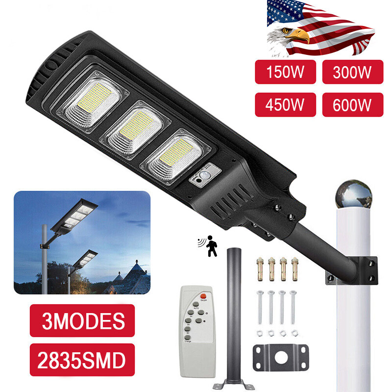 Radar Sensor Street Light LED Solar Power with Pole+Remote Control Garden Light