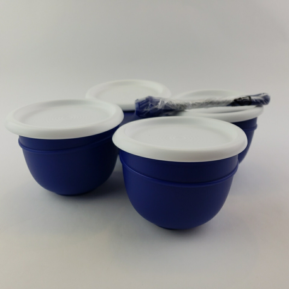 Tupperware Essentials 4 Section Condiment Server Set Black w/White seals NEW