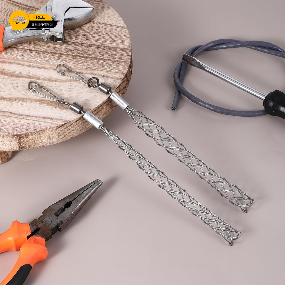 2 Pcs 1/2 Inch Wire Pulling Grip Mesh Cable Pulls Cable Pulling Grip Sock Metal