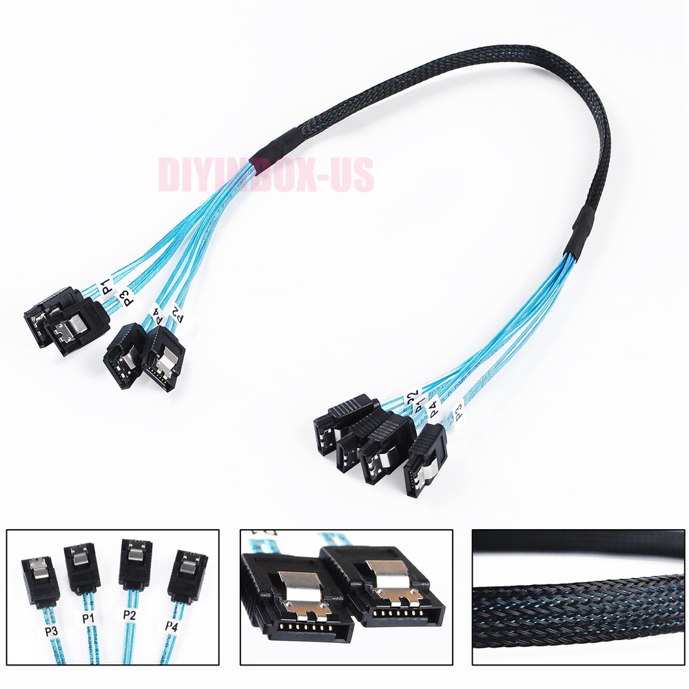 Internal SAS 4 SATA Host to 4 SATA 7pin Target Hard Disk 6Gbps Data Cable 50cm