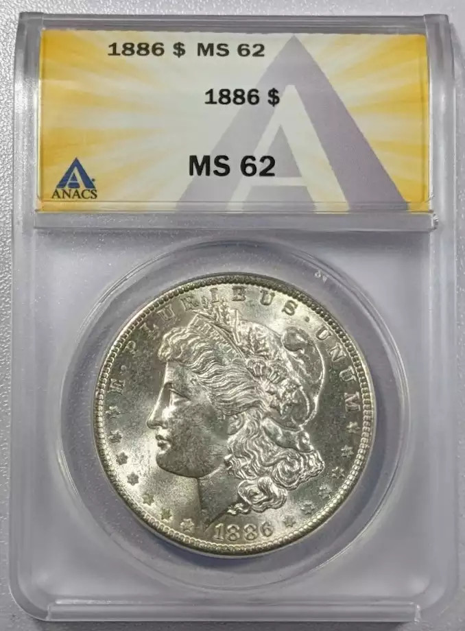 1886 P Morgan Silver Dollar ANACS MS-62