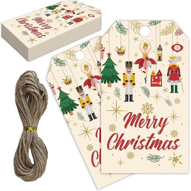 Classic Christmas Gift Tags Durable String Hang Tags Blank Space Write On New
