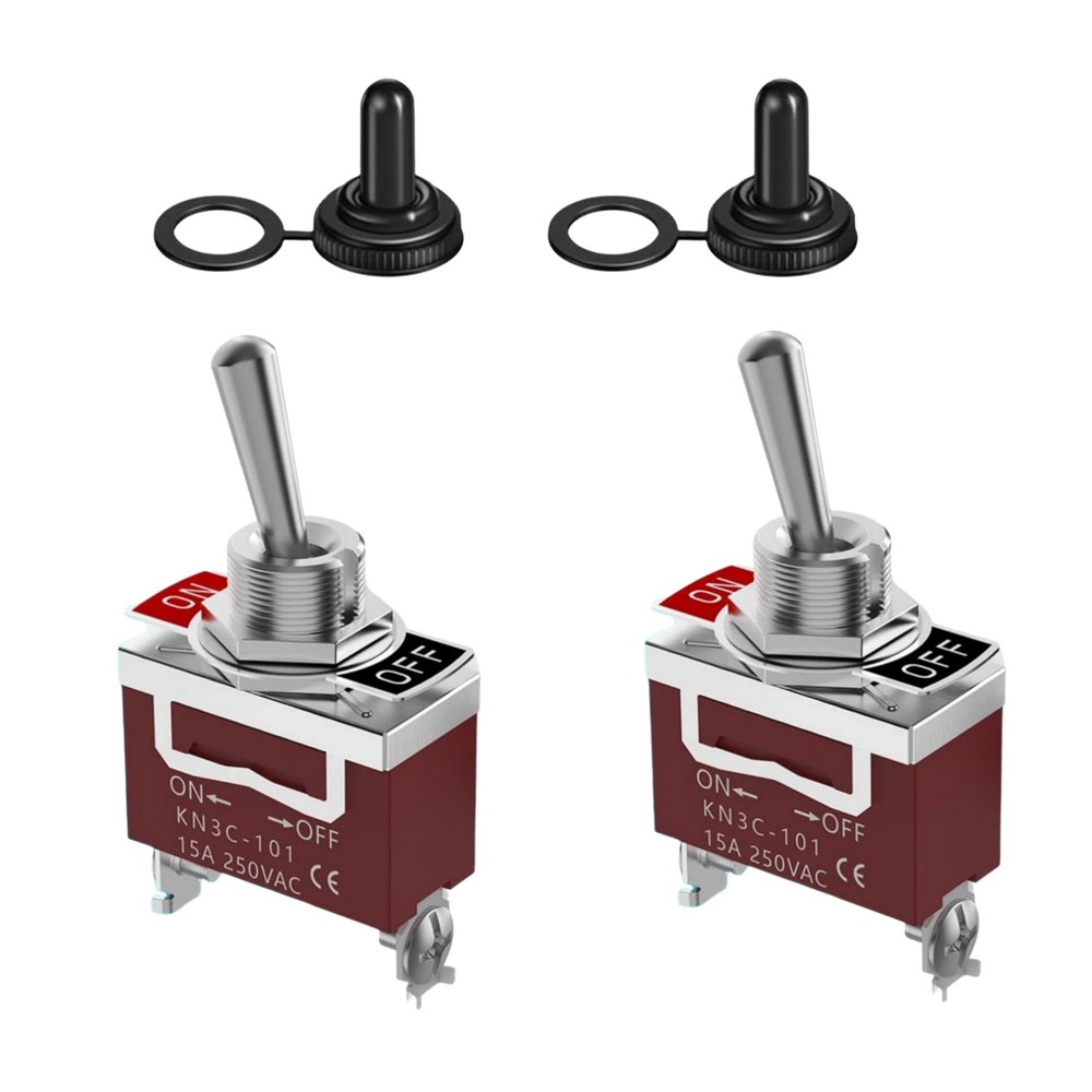 2Pcs SPST Toggle Switch 2Pin ON/OFF Waterproof 30A 12V for Auxiliary Lighting