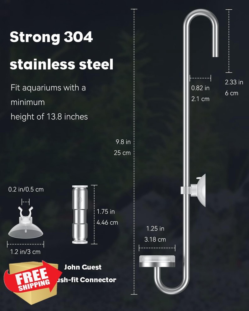 Pawfly Aquarium CO2 Diffuser Stainless Steel Check Valve