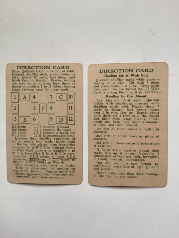 Antique “GYPSY LORE FORTUNE TELLING CARDS” *COMPLETE* c.1920’s