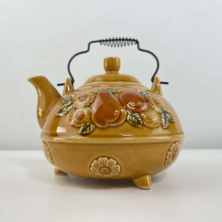 50s Yellow Fruit & Flowers Teapot