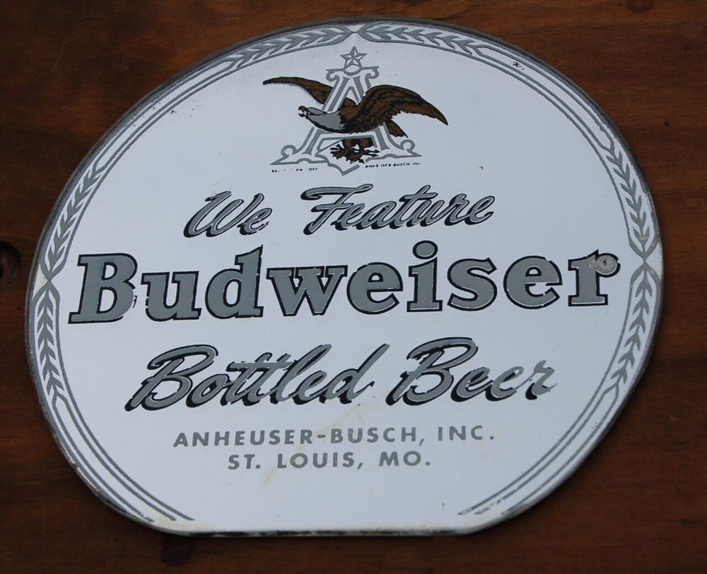 RARE ANTIQUE BUDWEISER MIRROR, 8 1/2” DIAMETER