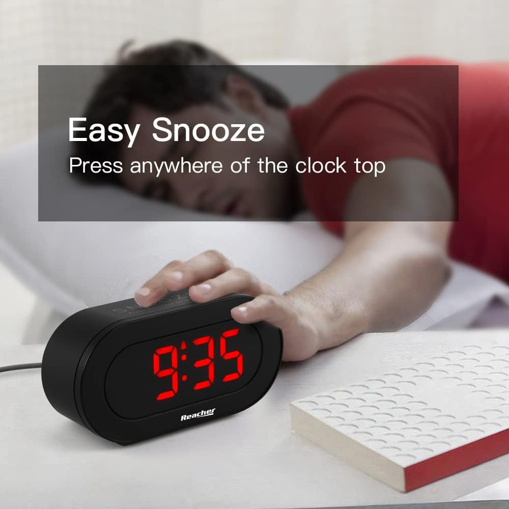Small LED Digital Alarm Clock with Simple Operation, Full Range Brightness Dimme