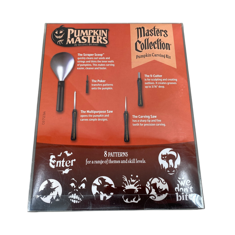 Pumpkin Masters Carving Kit Masters Collection 5 Tools 8 Patterns NEW Unopened