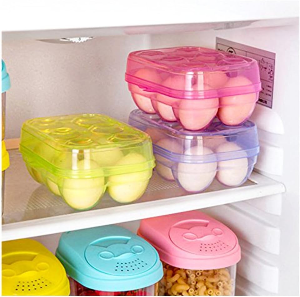 JAMOR 6 Grid Egg Storage Box Refrigerator Crisper Protection Blue