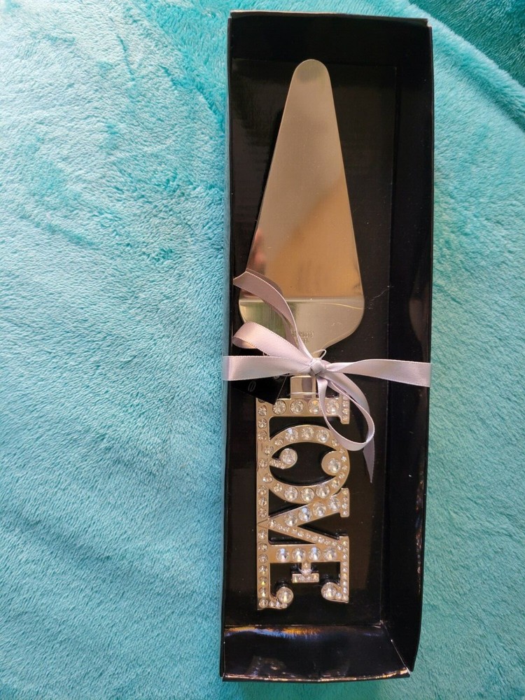 BEBE Cake Pie Server Stainless Steel Gift LOVE Bling Wedding NEW