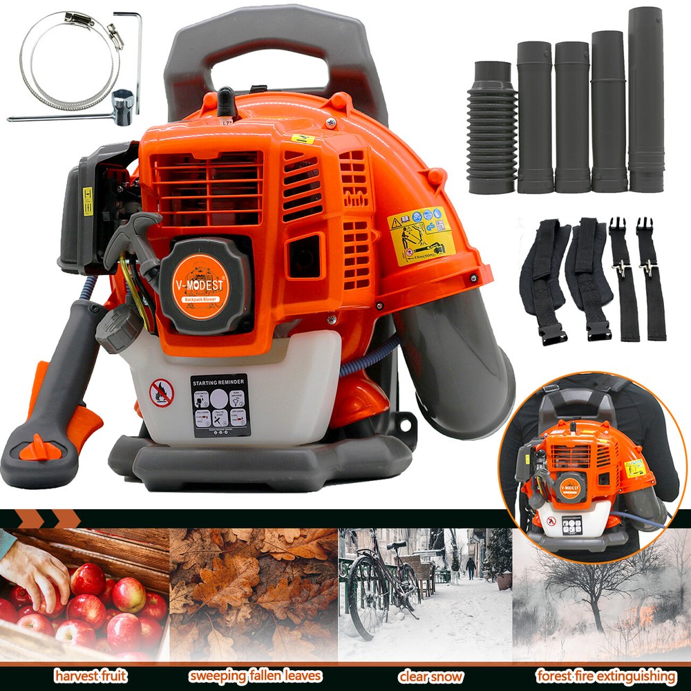 Backpack Leaf Blower Gas Powered Snow Blower 665CFM 280MPH 43CC 2-Stroke 3HP